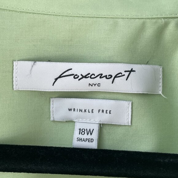 Foxcroft Shirt Womens 18W Green Wrinkle Free Button Up 3/4 Sleeve Shaped Blouse - Picture 3 of 10